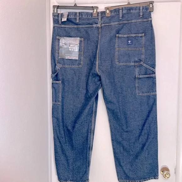 RK Brand Big Man Cotton Denim Carpenter Blue Jeans 50x30 - Picture 11 of 14